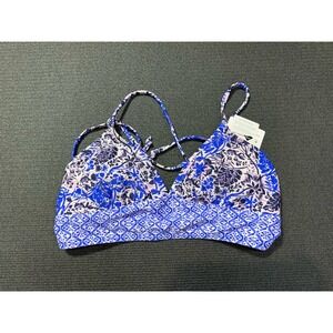 New Athleta Indigo Shores Strappy Tie‎ Bikini Top Blue and White XS